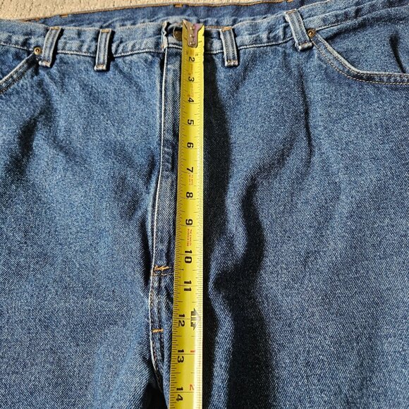 Wrangler Jeans Mens 44X30 Rugged Wear Red Fleece Lined Workwear Blue Denim - Picture 9 of 10